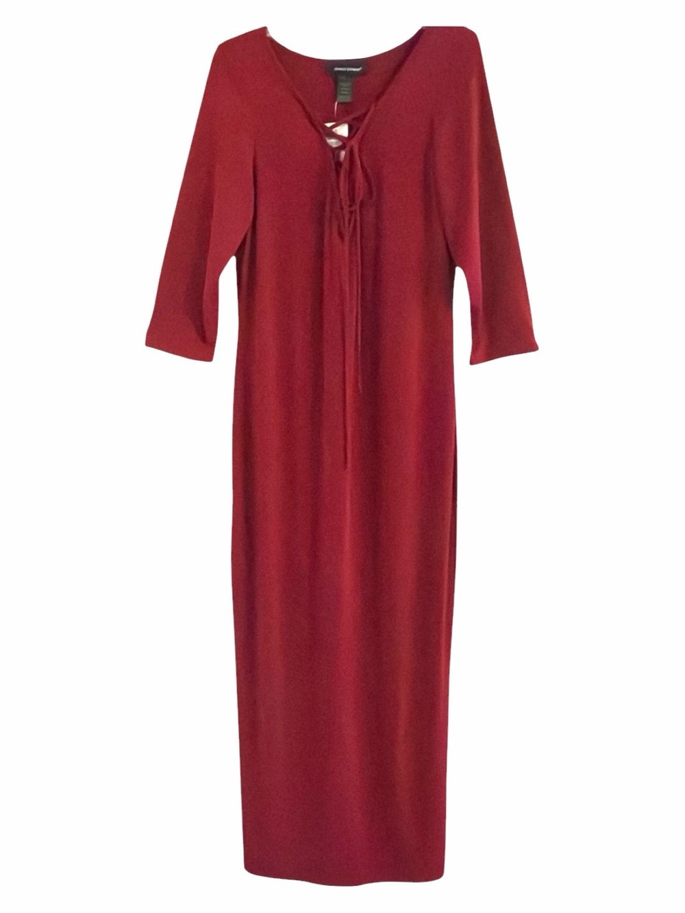 Ashley Stewart Red Lace Up Maxi Dress Size 14/16  1X Made in USA NWT